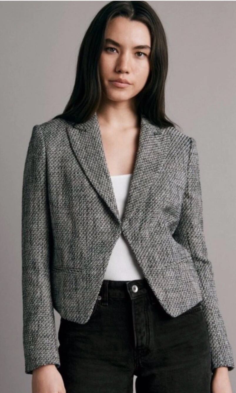 Rag & Bone Blazer Sz 6 Elle Tweed Black/ White Houndstooth MSRP $595